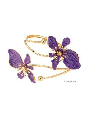 Chunky Gold Flower Open Cuff Arm Bracelet Statement Boho Upper Arm Jewelry